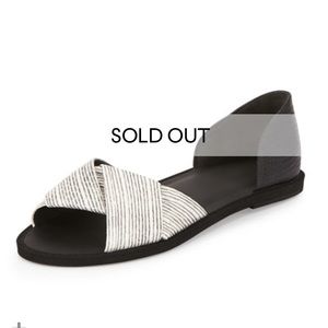 Vince
Idara Lizard-Print d'Orsay Flat Sandal, Black/White